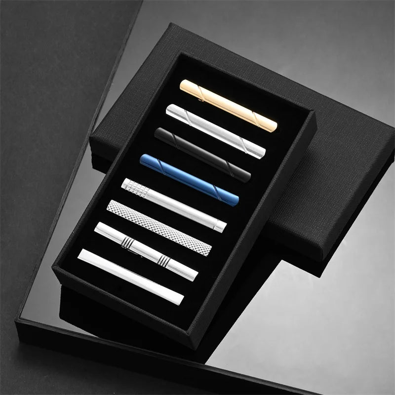 Men's Tie Clip & Cufflink Set - 7/8/10 Piece Luxury Gift Box Jewelry for Weddings & Formal Wear