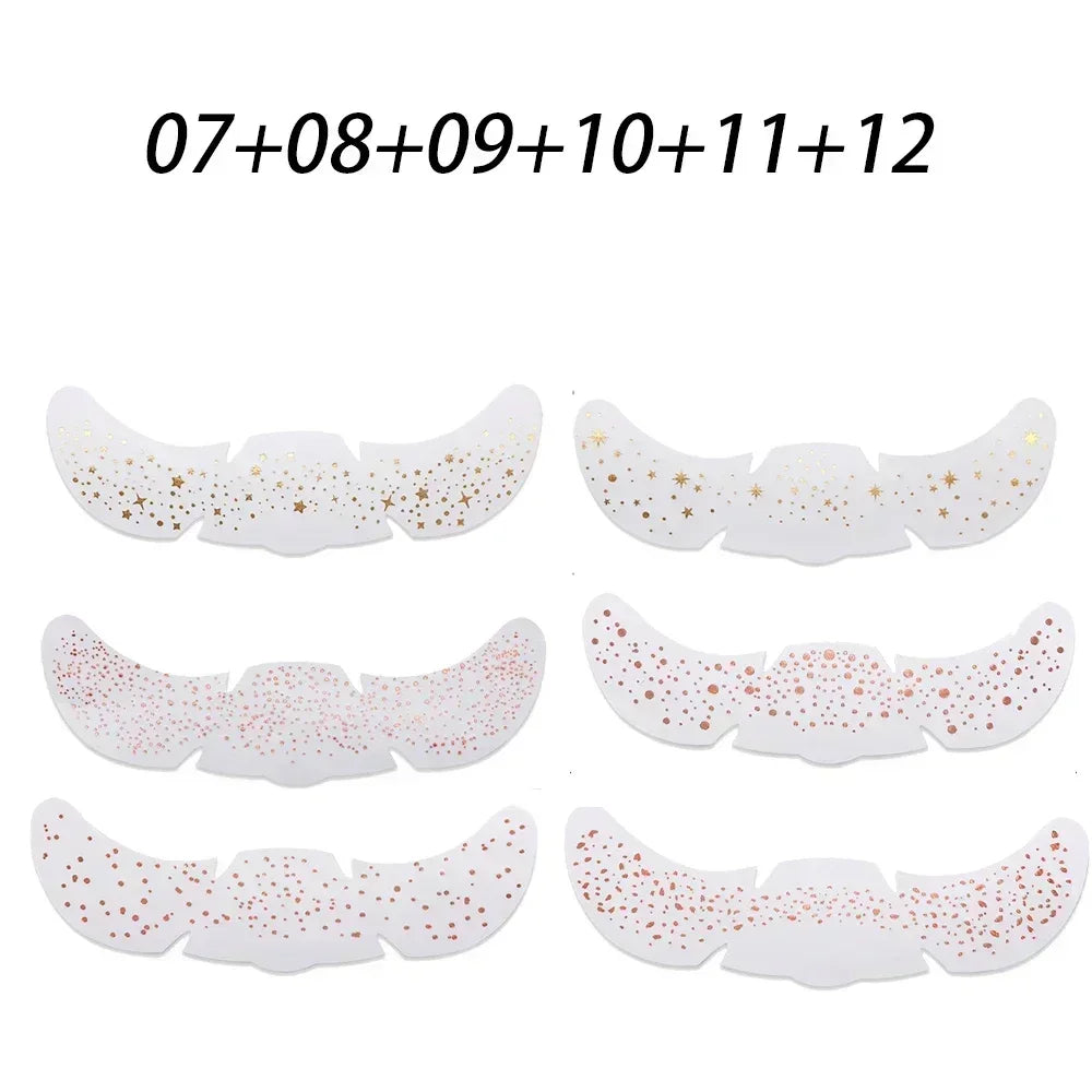 6pcs Hot Stamping Freckles Makeup Patches – Metallic Gold & Silver Temporary Tattoo Stickers for Face