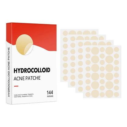 144PCS Acne Pimple Patches - Invisible Hydrocolloid Spot Covers in 2 Sizes for Face Skin Care