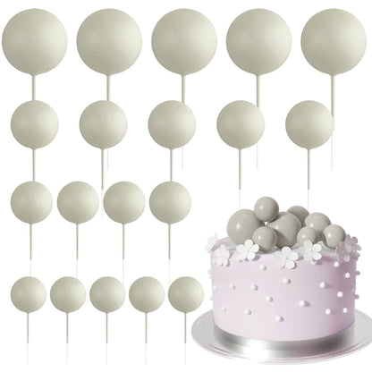 20Pcs Colorful Cake Topper Balls – Gold, Silver & Pastel DIY Cake Decorations for Birthday, Wedding & Party Supplies