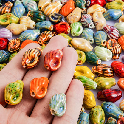 10/20/30PCS Colorful Ceramic Animal Beads – 2mm Hole Clownfish, Turtle, Star & Conch Shell for DIY Jewelry, Bracelets & Crafts
