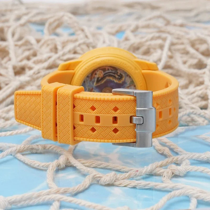 Curved End Strap for Swatch X Blancpain Fifty Fathoms – 22mm Waterproof Liquid Silicone Watch Band for Men & Women