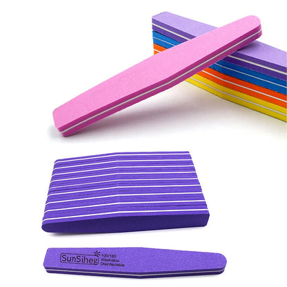 10PCS Double-Sided Nail File Blocks – Colorful Sponge Buffing, Sanding & Polishing Strips for Pedicure & Manicure Tools
