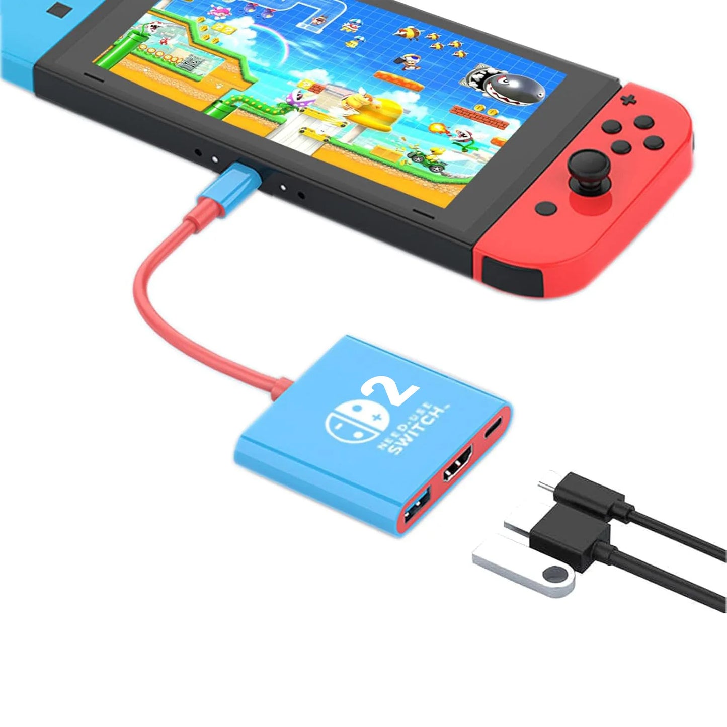Switch 2 Dock HDMI 4K USB 3.0 Hub Adapter – Portable Docking Station & USB Splitter for NDS, Switch 2, Laptops, PC, iPad & MacBook