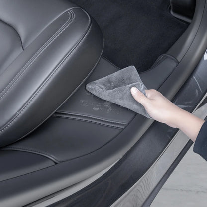 2Pcs Rear Door Sill Anti-Kick Pads for Tesla Model Y – Suede Trample-Resistant Protective Pads