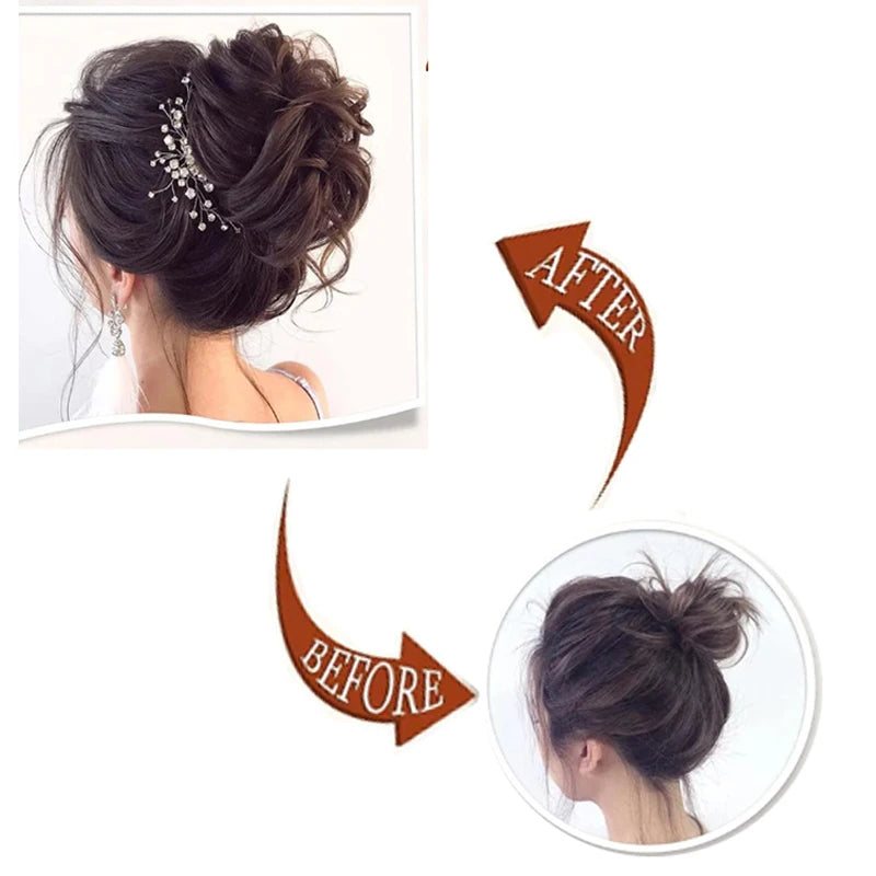 H&STAR Synthetic Messy Bun Hairpiece – Claw Clip-on Hair Extension, Natural Hair Color Chignon Updo Wig for Women