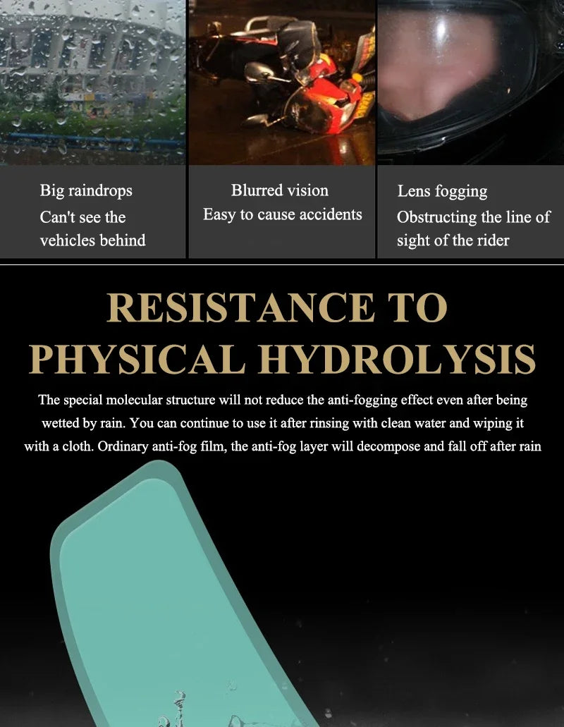 Motorcycle Helmet Mirror Rainproof Film – Anti-Fog Sticker for High Definition Visibility, Universal Motorcycle Accessories