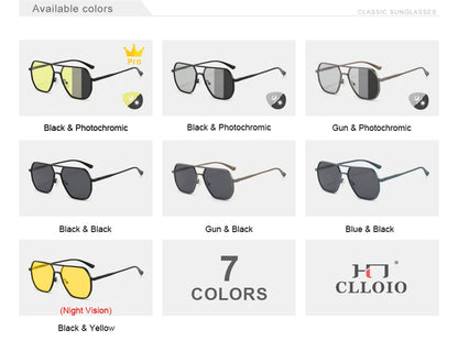 CLLOIO Fashion Aluminum Photochromic Sunglasses – Polarized Chameleon Anti-Glare Driving Glasses for Men & Women