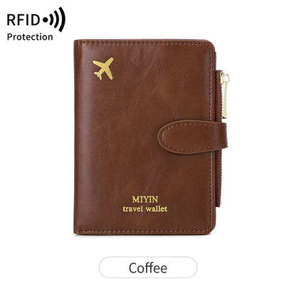 Multi-Functional RFID Anti-Theft Passport Bag – PU Leather Wallet with Multi Card Slots & Large Capacity