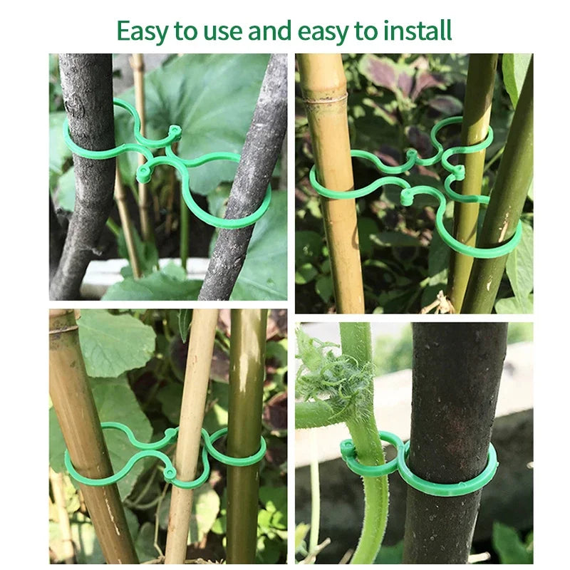 Plastic Garden Vine Strapping Clips - 20/50/100Pcs Tie Plant Bundled Buckle Ring Holder for Tomato Plants and Garden Support