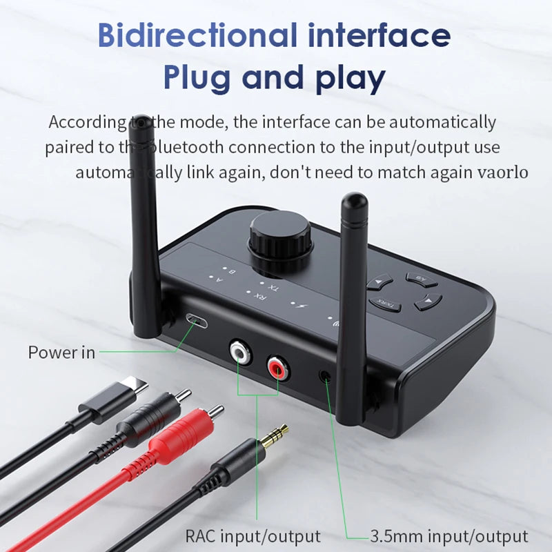 2-in-1 Bluetooth 5.3 Audio Receiver & Transmitter | 3.5mm AUX RCA Wireless Adapter for TV, Car, PC, Headphones