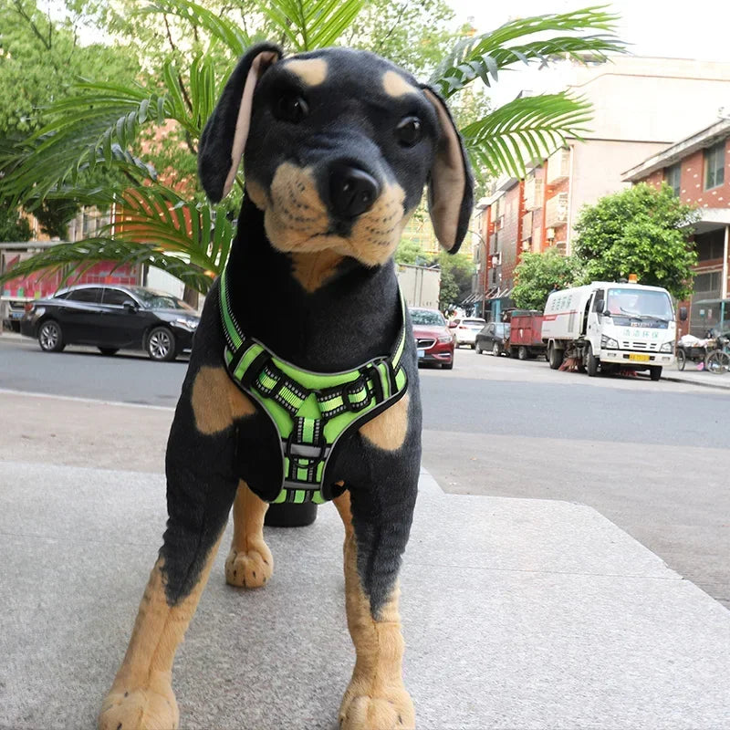 Adjustable No-Pull Reflective Dog Harness – Soft, Breathable Nylon Vest with Leash for Small & Large Dogs