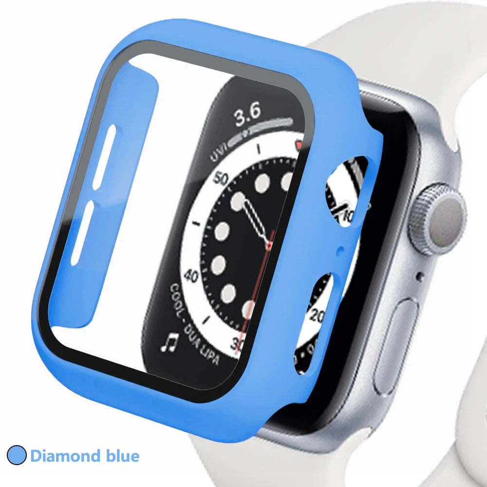 Tempered Glass Screen Protector Case for Apple Watch - Series 8 7 6 SE 5 4 3 Protective Cover Accessories 41mm 40mm 44mm 45mm 42mm