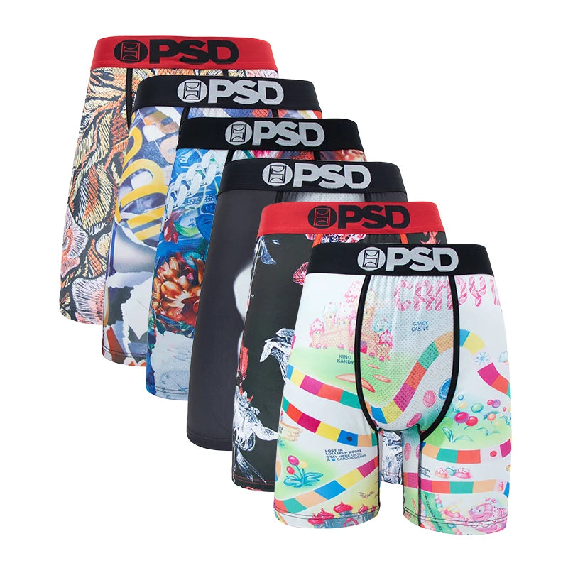 6Pcs Fashion Print Men’s Underwear – Boxer Briefs, Sexy Panty Lingerie, S-XXL Size Range, Comfortable Boxershorts