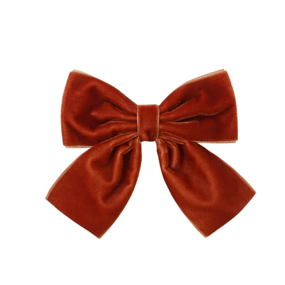 4.3-inch Velvet Bow Hair Clips for Girls – Handmade Barrettes in Black, White, Red, Pink, Blue, Yellow, Kids Hair Accessories
