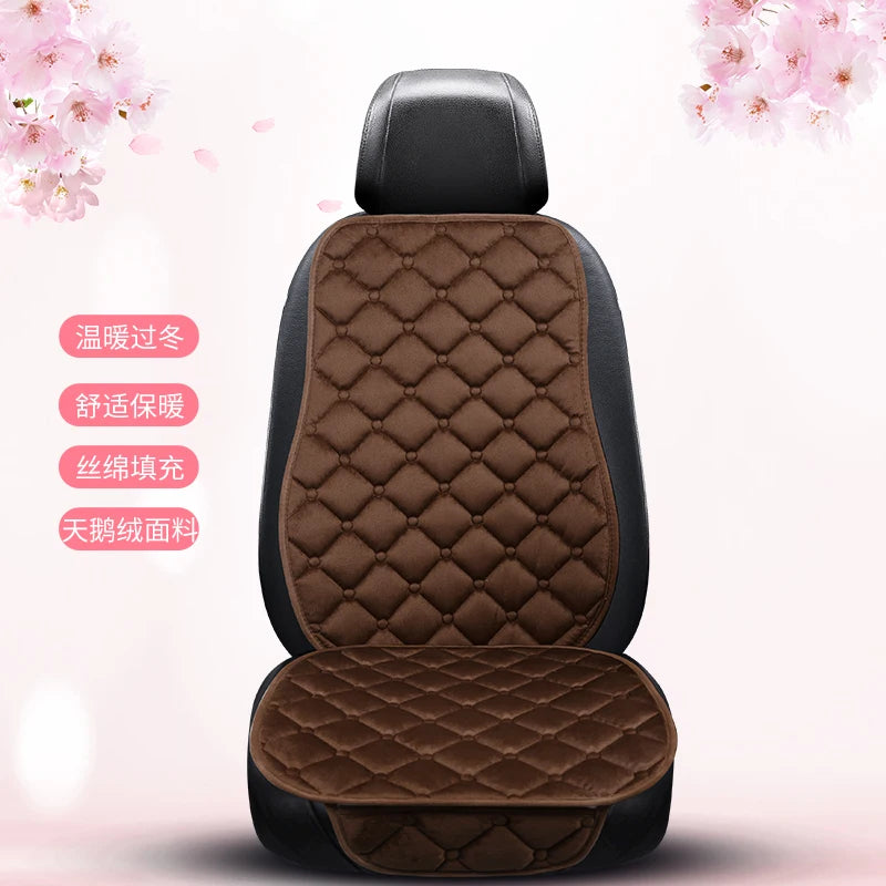 Thick Plush Car Seat Cushion Set - Warm Anti-Slip Three-Piece Winter Seat Covers