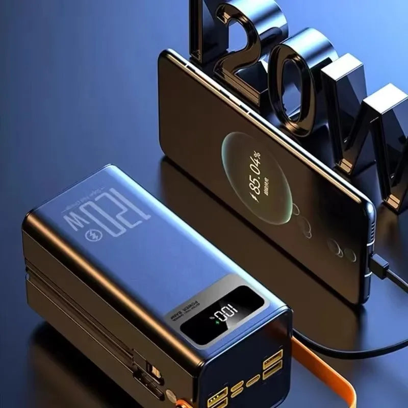 120W 100000mAh Fast Charging Power Bank - Large Capacity Portable Outdoor Power Supply for Camping and Travel