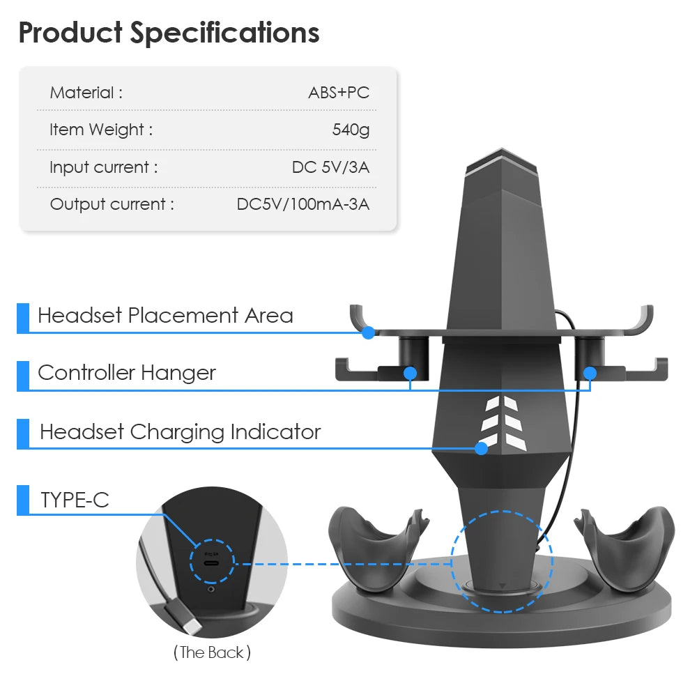 Charging Dock for Meta Oculus Quest 3 – Vertical Stand, Controller Holder & VR Headset Display Base for Quest 2