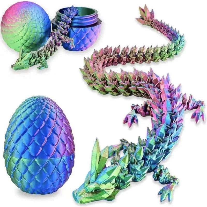 1/2PCS 3D Printed Dragon Egg with Full Articulated Movable Dragon Model — Rotatable Desktop Ornament & Kids Toy
