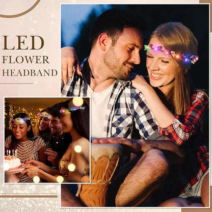 Luminous Flower Wreath Headband - 15/30Pcs 10-LED Garland Crown for Wedding & Christmas