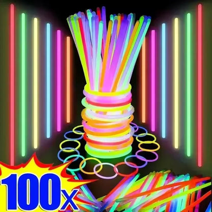 50/100Pcs Glow Sticks - Multicolor Fluorescent Bendable Light Bracelets for Party Events, Celebrations & Fun Supplies