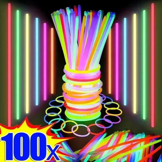 50/100Pcs Glow Sticks - Multicolor Fluorescent Bendable Light Bracelets for Party Events, Celebrations & Fun Supplies