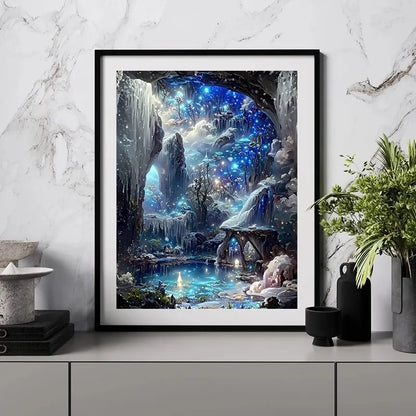 5D Diamond Painting Landscape – Full Round Drill Mosaic Fantasy Artwork, 30x40cm for Interior Decor