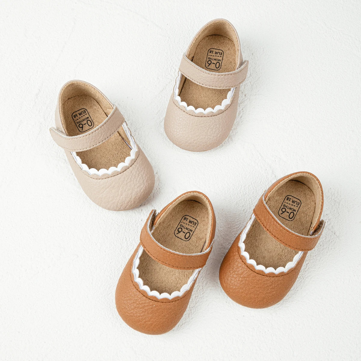 Meckior Baby Boys & Girls Shoes - Infant Leather with Rubber Sole, Anti-Slip Toddler First Walkers, Newborn Princess Crib Shoes