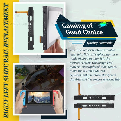Switch JoyCon Slide Rail Repair Kit - Left & Right Replacement Rails with Sensor Flex Cable for Switch OLED Controllers