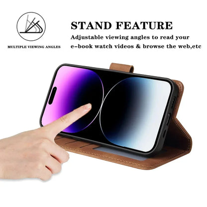 ZZXX Leather Wallet Case for iPhone 16e–6s Plus – Flip Cover with Card Holder & Protective Stand Design