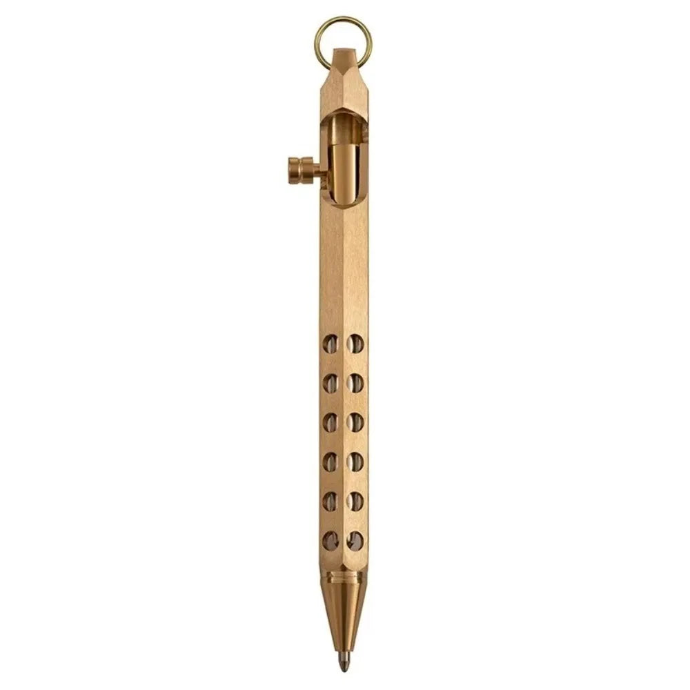 Portable Brass Ballpoint Pen - 1.0mm Medium Point Retro Bolt Action Smooth Writing Pen for Signatures