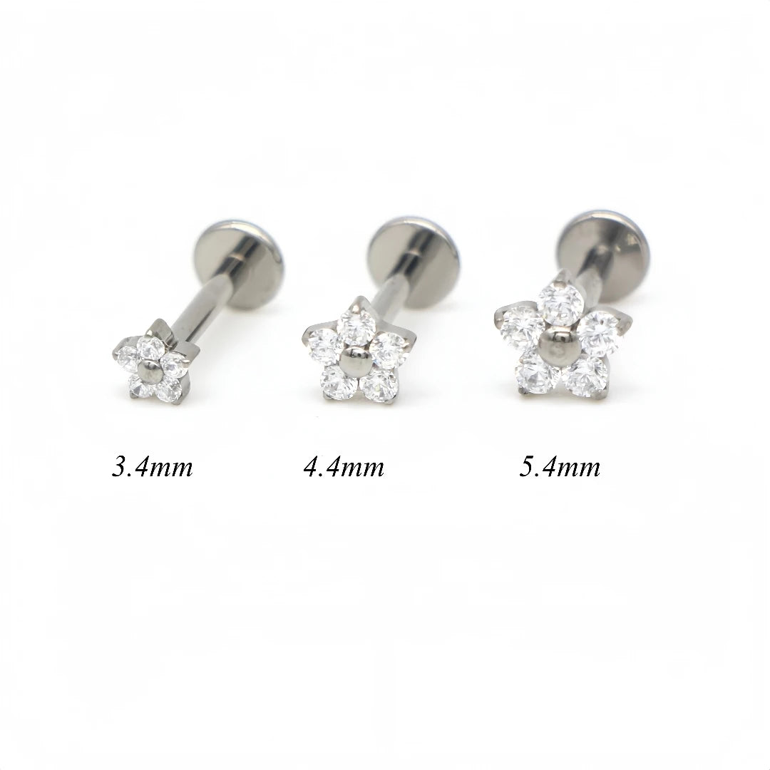 12Pcs Mini Flower Ear Studs G23 Titanium F136 16G Labret Bar Piercing Jewelry – Tragus, Helix, Daith & Lip Body Jewelry Set (3.4–5.4mm)