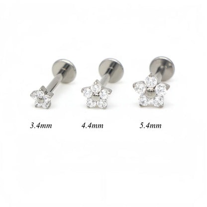 12Pcs Mini Flower Ear Studs G23 Titanium F136 16G Labret Bar Piercing Jewelry – Tragus, Helix, Daith & Lip Body Jewelry Set (3.4–5.4mm)