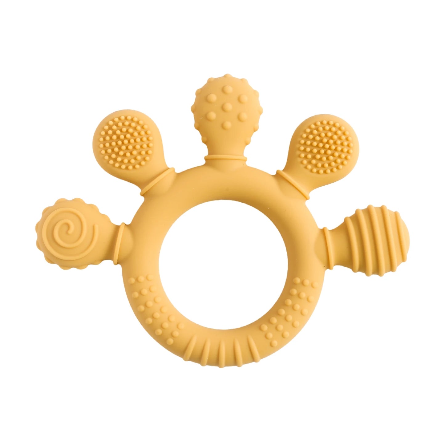 Baby Silicone Teether Toy - Cartoon Rattle Gum Relief Infant Teething Accessory for 0-12 Months