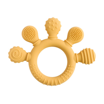 Baby Silicone Teether Toy - Cartoon Rattle Gum Relief Infant Teething Accessory for 0-12 Months