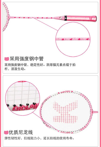 Hello Kitty Kawaii Anime Badminton Racket Set – Ultra-Light Durable Double Rackets, Cute Sports Gift