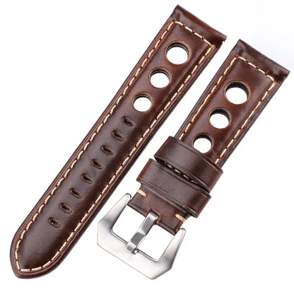 Vintage Genuine Cowhide Leather Watch Strap – 20mm 22mm 24mm Watchband with Pin Buckle for Men & Women