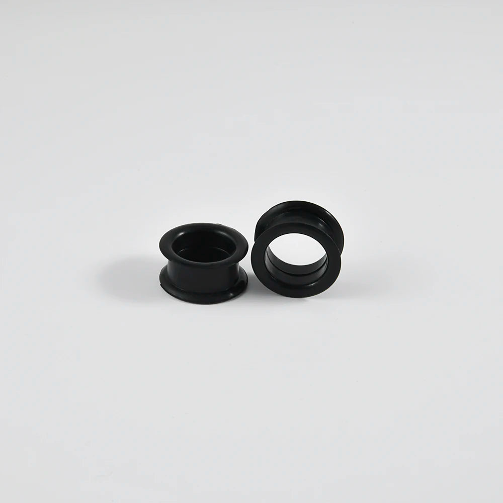 Pair of Supersize Black Silicone Double Flared Ear Tunnel Plugs — Flesh Gauge Expander Stretchers for Piercing