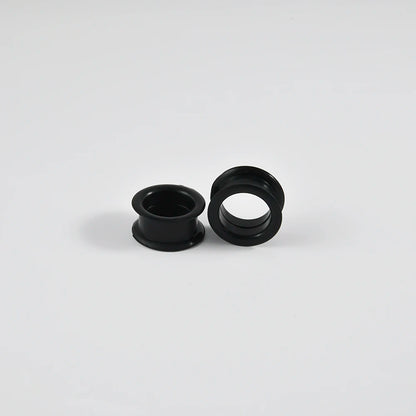 Pair of Supersize Black Silicone Double Flared Ear Tunnel Plugs — Flesh Gauge Expander Stretchers for Piercing