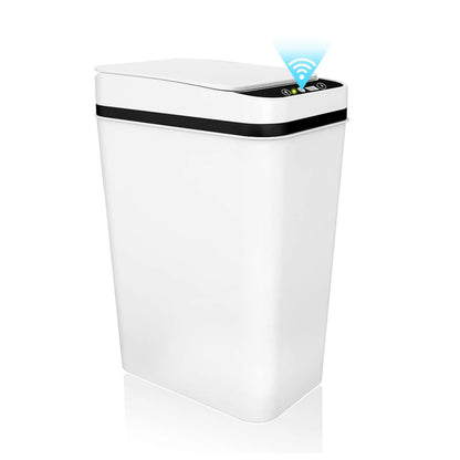 Touchless Motion Sensor Bathroom Trash Can with Lid – Slim Automatic Smart Garbage Bin for Bedroom, Office & Living Room