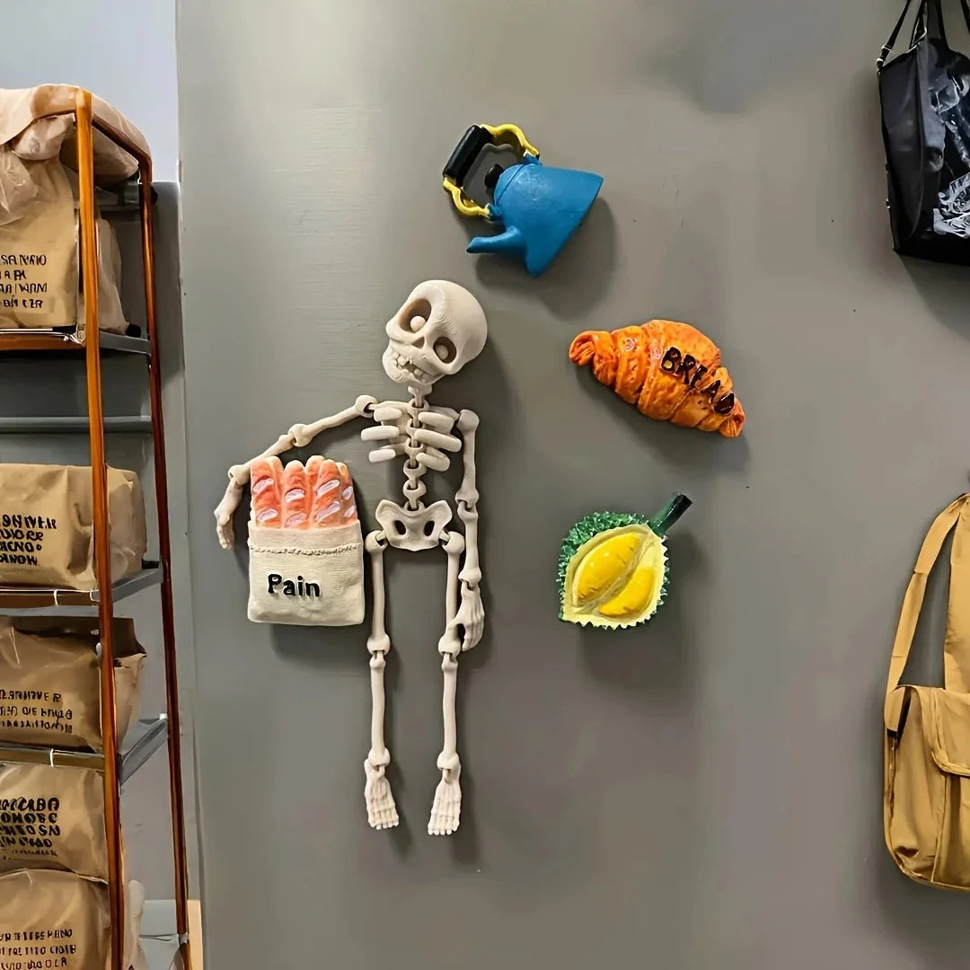 1Pc Magnetic Poseable Skull – Funny Halloween & Easter Fridge Magnet, Quirky Kitchen and Home Decor