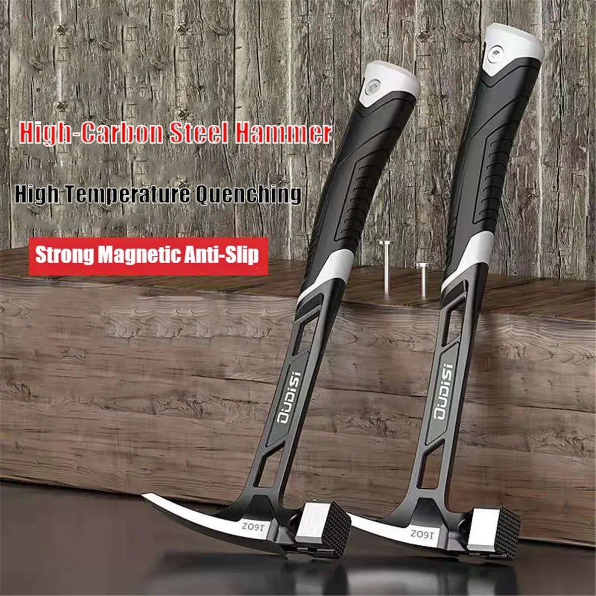 Magnetic Claw Hammer - Non-Slip Shockproof Steel Hand Tool for Woodworking and Nail Removal