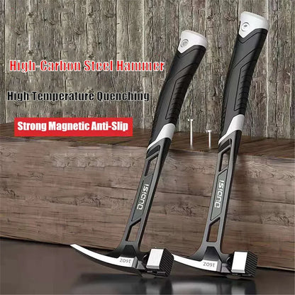Magnetic Claw Hammer - Non-Slip Shockproof Steel Hand Tool for Woodworking and Nail Removal