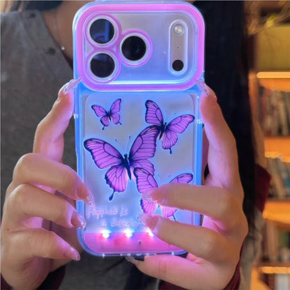 Luminous Butterfly Phone Case - Color-Changing Light-Up Cover for Samsung Galaxy