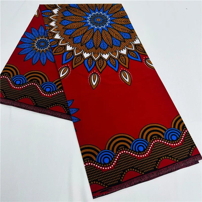 6 Yards African Real Wax Fabric - 100% Cotton Original Ankara Print for Party Dresses K121901