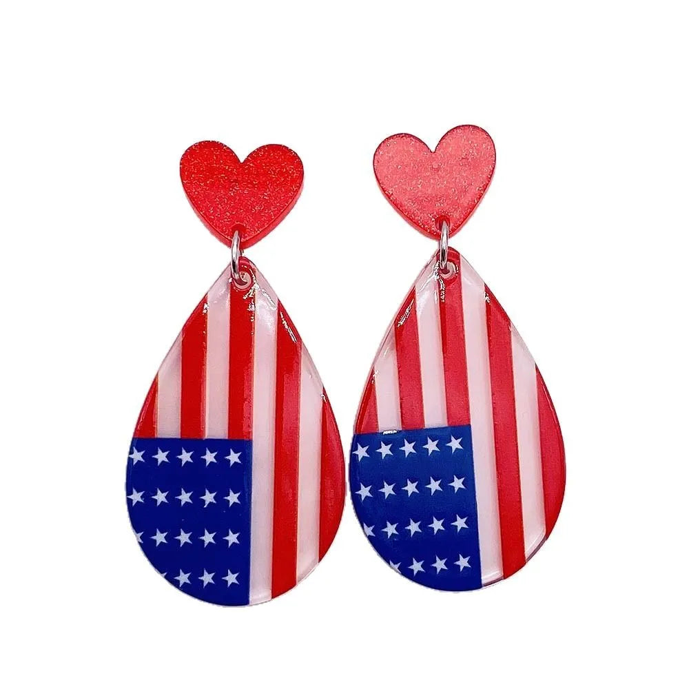 Patriotic Sunflower Acrylic Earrings - 4th of July American Flag Jewelry Gifts for Women Independence Day Parties