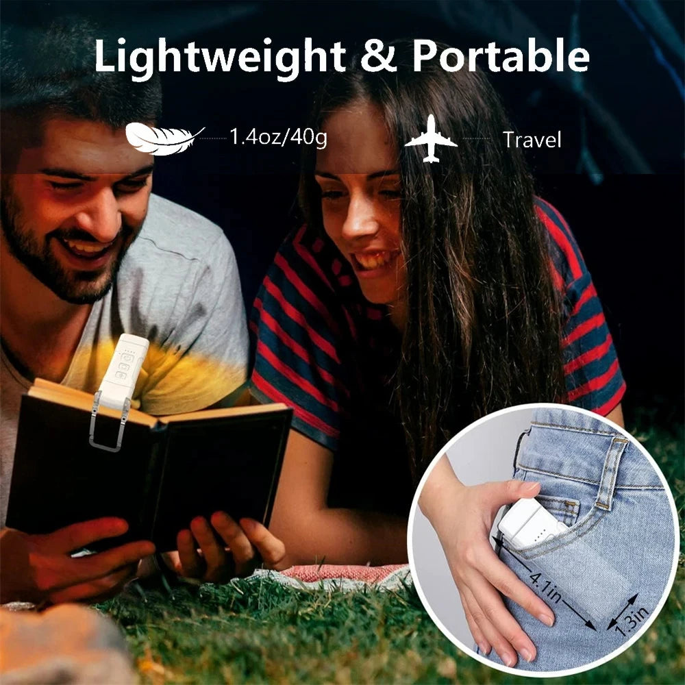 HOMEFISH USB Rechargeable Book Light – Clip-On Reading Lamp with Timer, 3 Colors & 5 Brightness Levels
