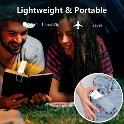 HOMEFISH USB Rechargeable Book Light – Clip-On Reading Lamp with Timer, 3 Colors & 5 Brightness Levels