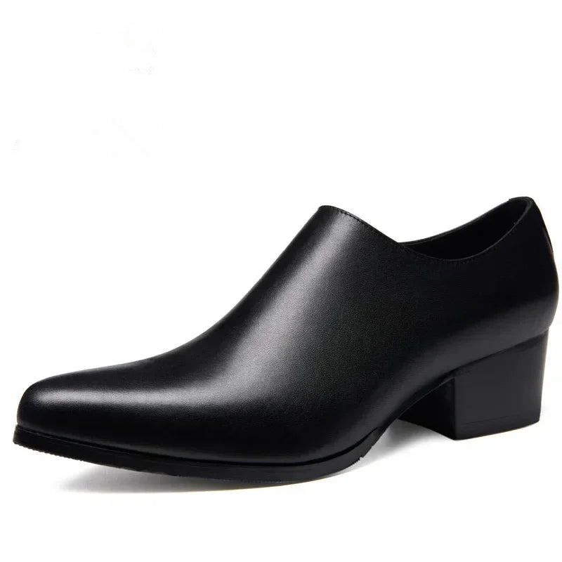 Men’s Genuine Leather Pointed Toe Shoes - Business Wedding Dress Loafers with Stylish Formal Design