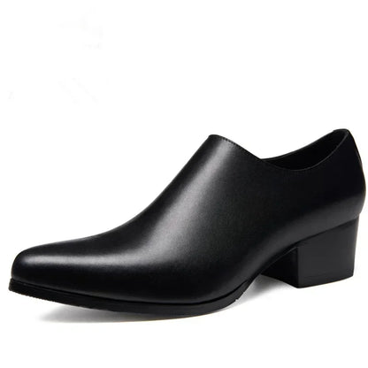 Men’s Genuine Leather Pointed Toe Shoes - Business Wedding Dress Loafers with Stylish Formal Design